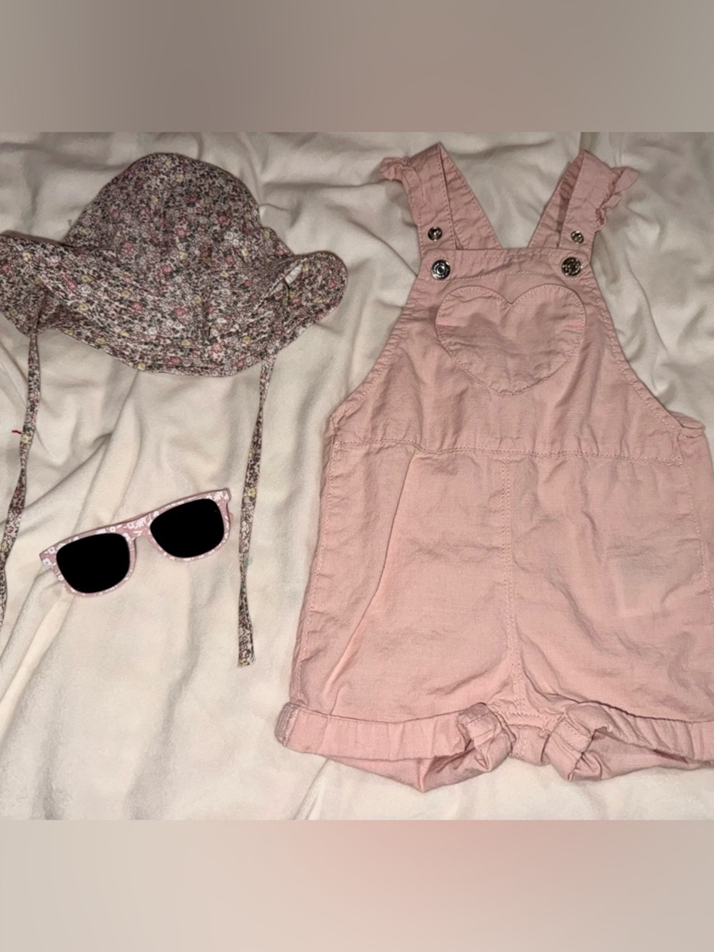 H&M Pink Heart Shortall Overalls